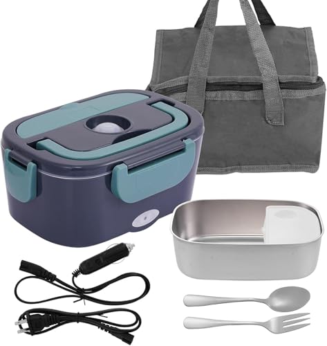 TTBD 電気弁当箱 弁当箱炊飯器 電気ランチボックス ポータブル ランチボックス 一人用 空焚き防止 携帯便利 事務所 オフィス 電気加熱式 スプーン付き 1.5L 車の電熱弁当箱旅行用弁当フードウォーマーコンテナ 携帯電話ホルダー機能付き 車と家庭用の