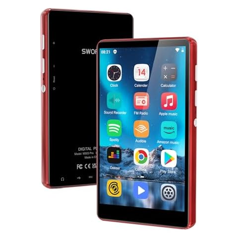 80GB Music Player, Mp3 & Mp4 Player with Bluetooth and WiFi with 4" IPS Touch Screen Digital Audio Players, M503 Pro Spotify Player with Amazon Music, Audible, Chrome Browser, Support Up 512GB Red Cover