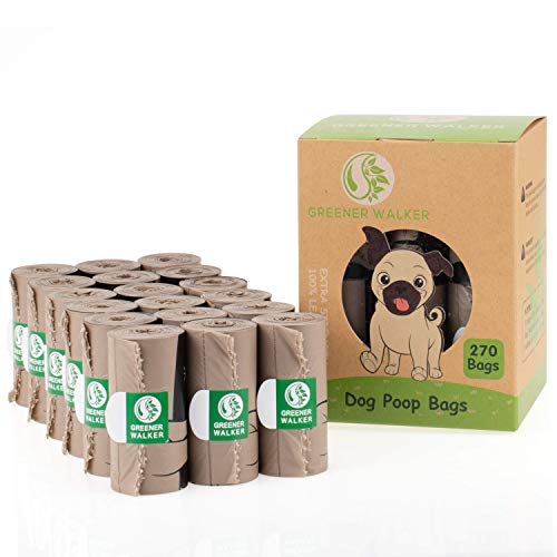Greener Walker Poo Bags for Dog Waste, 270 Poop Bags,Extra Thick Strong 100% Leak Proof Biodegradable Dog Poo Bags (Brown)