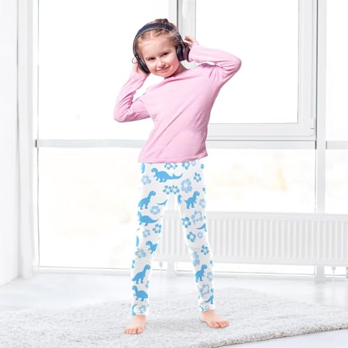 Blue Animal Dinosaur Floral Girls Casual Leggings for Kids Printed Long Pant Bottoms Stretch and Soft4