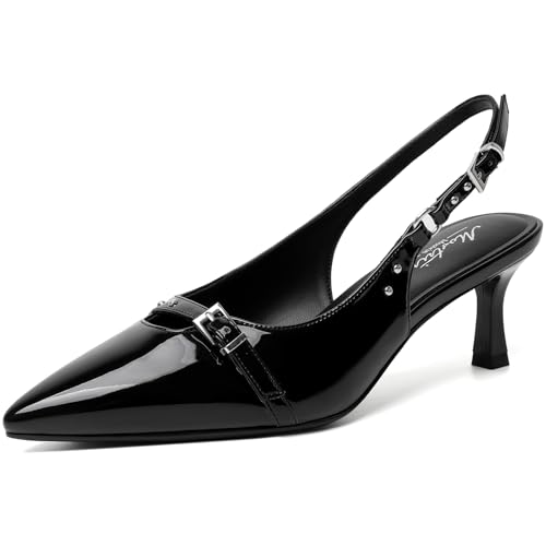 Image of Mostrin Kitten Heels for Women Slingback Pointed Closed Toe Heels Women's Pumps Shoes for Wedding, Party, Commuting