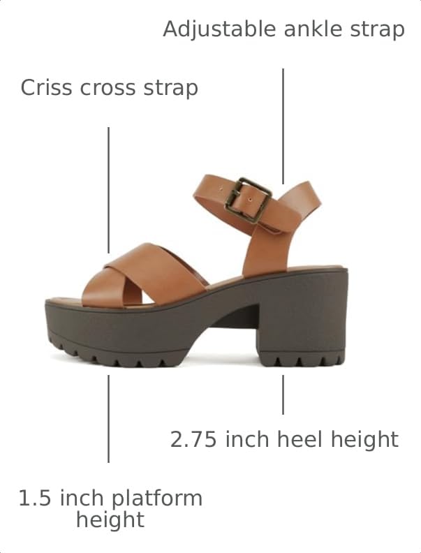 Image of Soda inchJoey inch ~ Women Open Toe Criss Cross Strap Mid Heel Sandal with Adjustable Ankle Strap