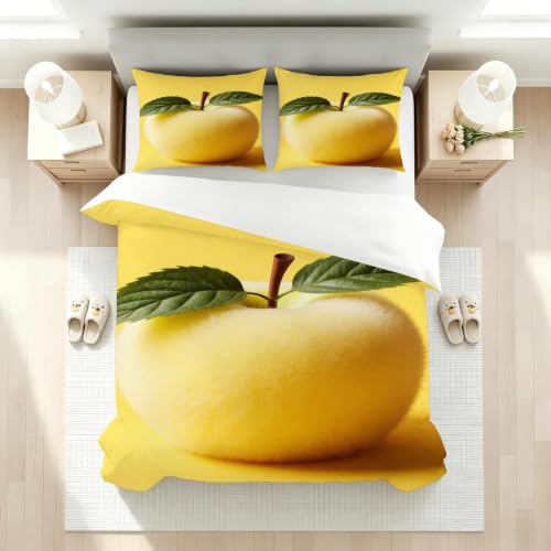 Housse de couette 140x200 douce en microfibre jaune à fermeture éclair