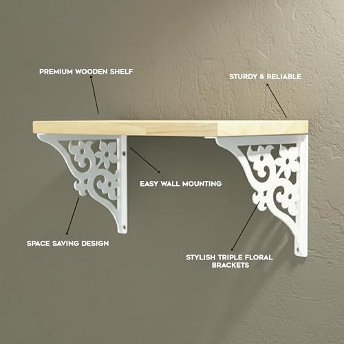 Image of Spillbox Wooden Pooja Home Temple|White Metal Shelf |Wall Mountable|Easy Screw Assembly|Home Temple for Puja Room |Pooja Stand | Mandir-Triple Floral (Large White)