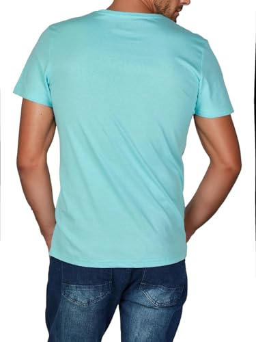 riverso Tshirt Herren Baumwolle Regular Fit RIVLukas Rundhals Kurzarm Sommer Tee Shirt Print Türkis XXL, Größe:XXL, Farbe:Türkis (LJD) – Ansicht 2
