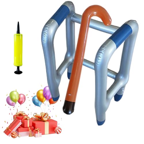 Bastón Y Andador Inflable Para Adultos | Bastón Andador Disfraz Accesorio,Herramientas De Broma Inflables Para Fiestas De Carnaval Y Jubilación Para Mayores