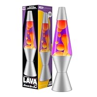 Lava Lamp 2125, Yellow Wax, Purple Liquid, Silver Base and Cap, Original 14.5 inch LAVA Motion Lamp to Illuminate Your Mood