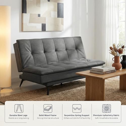 Image of Wakefit Flexia Sofa Cum Bed - Three Seater - Reflection Series Charcoal Grey