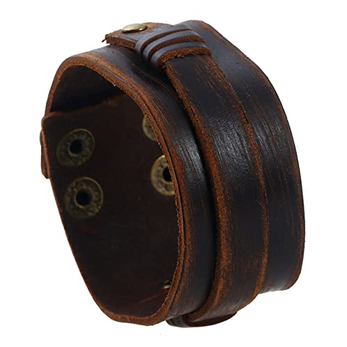 Punk Rock Snap Button Bracelet Wide Leather Cuff Bracelet