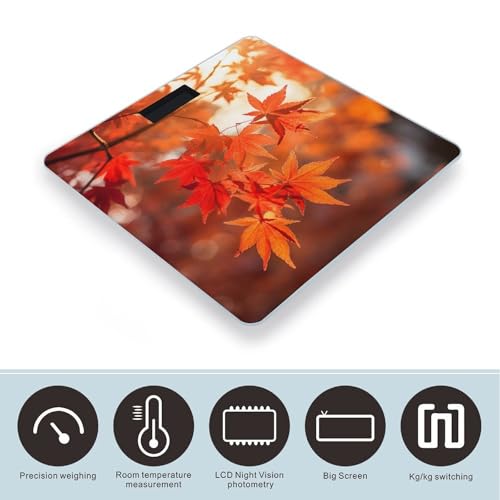 Báscula digital de baño con diseño hojas de arce miniatura 3