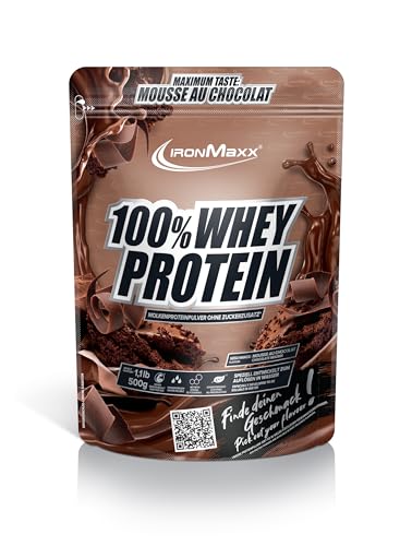 IronMaxx 100% Whey Protein Polvo - Mousse au Chocolat 500g Bolsa | Proteína de suero de leche reducida en azúcar y soluble en agua | Disponible en muchos sabores diferentes