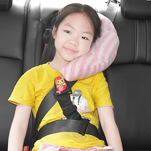 Image of PENINSULA LOVE Kids Car Travel Pillow Car Seat Belt Pillow Cute Plush Headrest Neck Cushion Safety Strap Cover Universal Fit