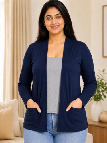 Image of In Love Women's Solid Open Front Shrug with Pockets