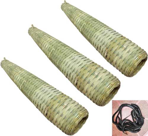 Mirakasa ウナギ 仕掛け うなぎとり筒 魚籠 エビ漁具 穴子 うなぎ筒 竹製 大容量 軽量 実用 頑丈 耐久性 携帯便利 再利用可能 使いやすさ うなぎ取り 捕獲 アナゴ 魚 カニ ドジョウ ザリガニ 川エビ 河川 小川 アウトドア (3個)