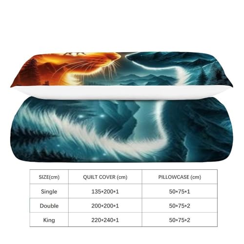 Housse de couette microfibre 135x200cm imprimé 3D animaux résistant