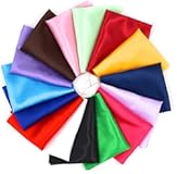 RayLineDo® 15pcs 25 &ast; 20cm Silky Satin Patchwork Fabric Bundle Quilting Wedding Table Decor in 15 Solid Color
