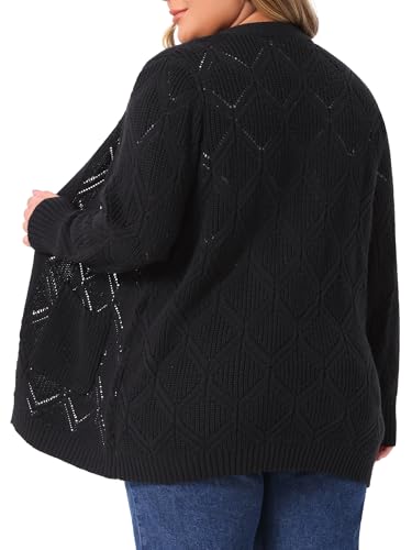 Agnes Orinda Plus Size Women's Fall Winter Sweater Cardigan Open Front Long Sleeve with Pockets Knit Cardigans4
