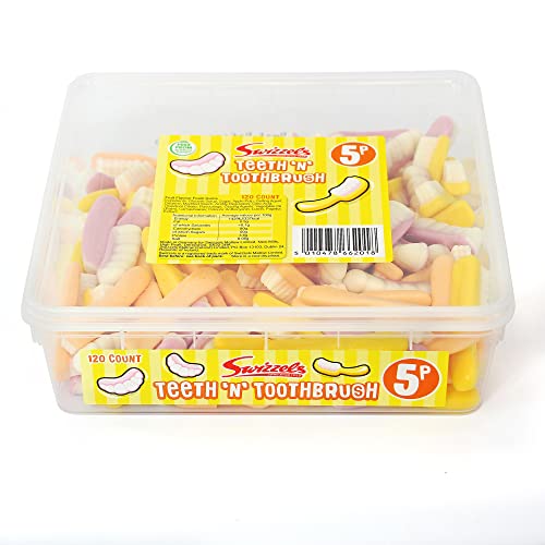 Swizzels Tub Teeth n Toothbrush 120 Sweets, White