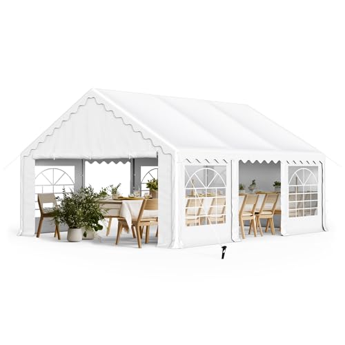 PHI VILLA 20'x16' Outdoor Heavy Duty Party Tent Large Commercial Canopy Wedding Event Shelter with Removable Sidewalls & 3 Storage Bags for Patio Outdoor Garden Events, White