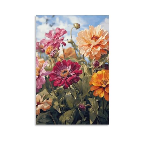 Décoration murale maison pour raviver un mur blanc avec une impression sur toile fleurs colorées