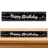 Tischläufer Geburtstag Tischdecke Geburtstag Schwarz, Happy Birthday Tischläufer Tischdecke Happy Birthday Tischdeko Geburtstags Deko für Mann Mädchen Jungen Geburtstagsdeko Party Deko(180 x 35cm)