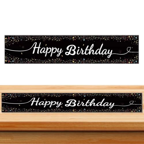 Tischläufer Geburtstag Tischdecke Geburtstag Schwarz, Happy Birthday Tischläufer Tischdecke Happy Birthday Tischdeko Geburtstags Deko für Mann Mädchen Jungen Geburtstagsdeko Party Deko(180 x 35cm)