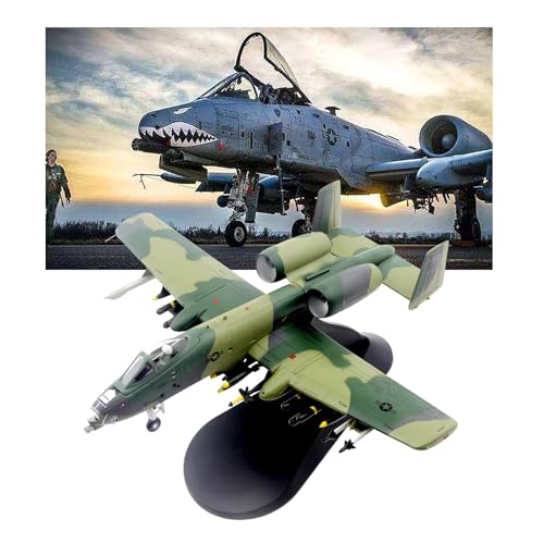 AVMLWEPA Modelo avión Combate Metal Fundido a presión A-10A Thunderbolt II USAF, preensamblado,Camuflaje, Coleccionable, con Soporte exhibición, Modo Aterrizaje conmutable Detalles
