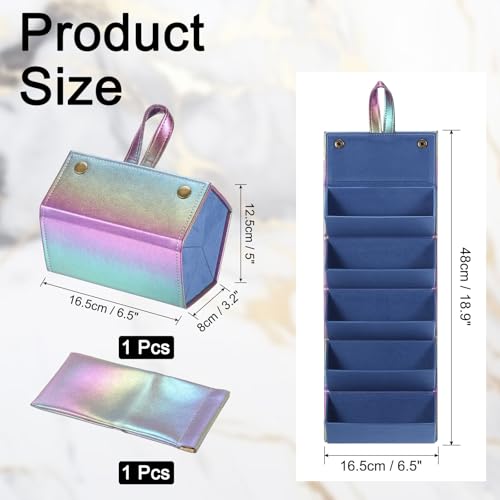 Image of PATIKIL Travel Sunglasses Organizer, 5 Slot Foldable Sunglasses Holder Leather Sunglass Storage Organizer with Pouch