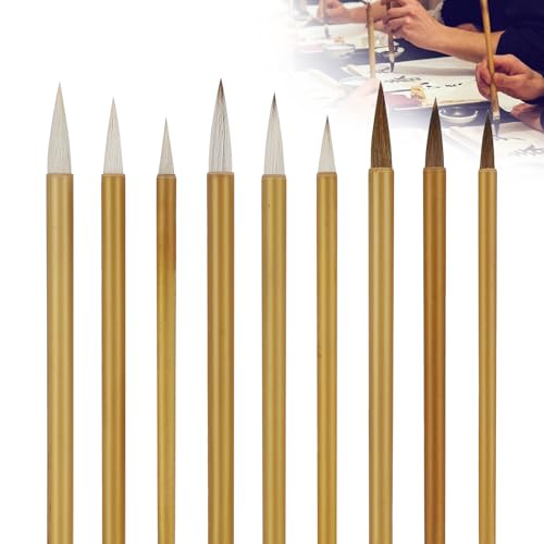 Linkstyle Chinesisches Kalligrafie-Pinselset, 9-teiliges Malpinselset in 3 Größen, zum Schreiben und Zeichnen mit Tusche und Aquarell