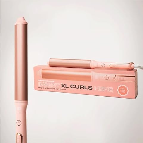 INH Extra Long Oval Barrel Curling Iron with Tourmaline Ceramic Wand & Ionic Technology for Longer, Looser Curls | Clamp-Free Z-Formation Wand for Frizz-Free Hollywood Blowout Cover