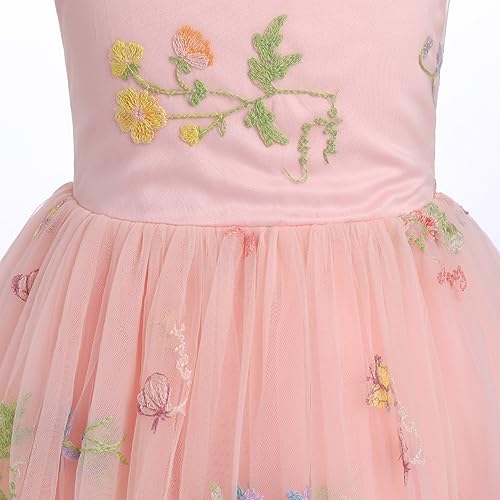 Flower Girl Dress Princess Sleeveless Floral Embroidered Kids Summer Wedding Pageant Birthday Tutu Tulle Dress4