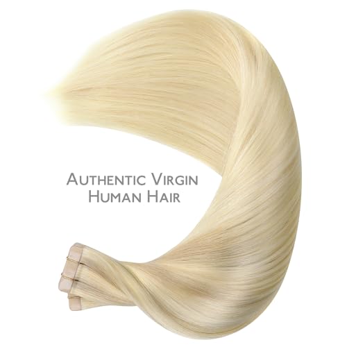 Image of WENNALIFE Tape in Hair Extensions Human Hair, 40pcs 100g 20 inch Ombre Ash Blonde to Golden Blonde Balayage Platinum Blonde