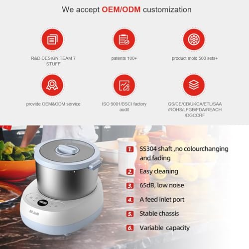 Dispositivos Inteligentes para el hogar, batidora eléctrica para amasar, amasadora automática para Pizza y Pan, electrodoméstico Multifuncional de Acero in