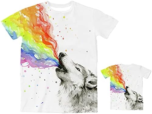 Wolf T-Shirt for Boys Girls, Super Breathable Short Sleeve Crewneck Beach Tee Shirt，Summer Casual Cool Realistic Graphic Crewneck Shirts for Teen 6-16Year