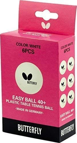 Sports InnovationButterfly Plastic Easy Ball 40+ Table Tennis Balls (Pack of 6) - White