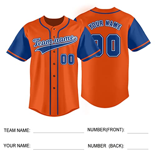 Custom Orange Baseball Jersey Button Down Shirt Customized Name Number Sports Uniform for Men/Women S-7XL miniatura 5