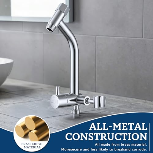 Image of G-Promise All Metal Shower Diverter with Low Handheld Holder, Pause Mode 3-Way Diverter Valve for Handheld and Fixed Shower Head, 4-Setting Universal Bathing System Replacement(6 Inch, Chrome)