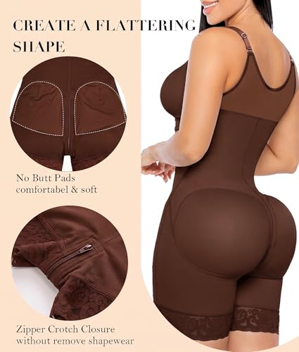 Image of YIANNA Fajas Colombianas Moldeadoras Postpartum Shapewear Tummy Control for Women Butt Lifter Body Shaper with Zipper Crotch