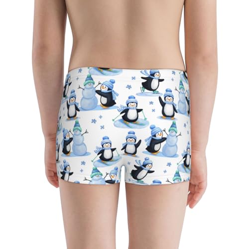 Boys' Cotton Boxer Brief Soft Underwear-Playful Penguins And Snowmen3
