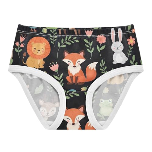 Cute Woodland Animals Lions Leaves Girl Panties Cute Girls Underwear Toddlers Cotton Bright Briefs Kids Undies 2t
