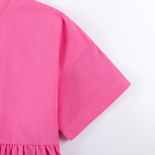Image of Girls Cotton Long Sleeve Casual Cartoon Appliques Striped Jersey Dresses