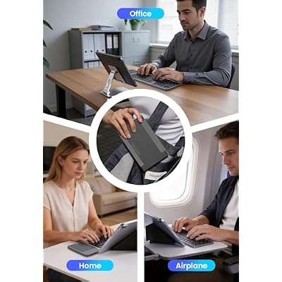 LAMA Foldable Bluetooth Keyboard with Trackpad, Wireless Portable Ultra-Slim Foldable Keyboard for iPad Tablet Smartphone iOS Android Windows PC, Grey