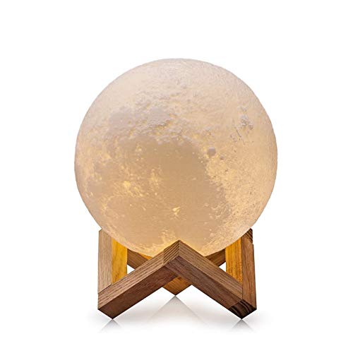 Lámpara de Luna, 3D Lámpara De Mesa USB Regalo luz del tacto de la noche de la luna del LED control, amarillo y blanco Iluminación(10cm/3.95 pulgada) Cover