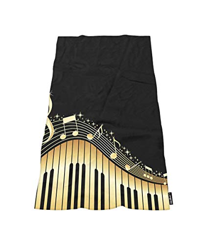 Moslion Comfy Bath Towels Musical Notes with Piano Soft Bathing/Beach/Camping Towel for Women Men Girls Boys Large Size 64x32 Inches
