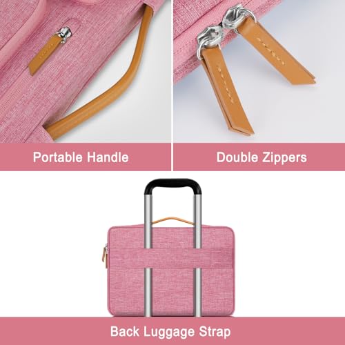 Image of MOSISO 360 Protective Laptop Case 13.3 inch, 13-13.3 inch Laptop Sleeve Compatible with MacBook Air /Pro 13 / Pro 14,HP Dell Acer ASUS,Side Open Carrying Case with 4 Zipper Pockets&Handle, Dusty Rose