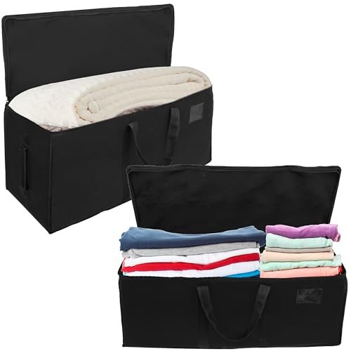 Image of Storite 2 Pack Jumbo Super-Size 81 L Canvas Moisture Proof MultiPurpose Heavy Duty Storage Bag for Toys /Stationery /Blankets /Clothes /Moving Bags With Strong Handles Rectangular (87x36x26 cm), Black