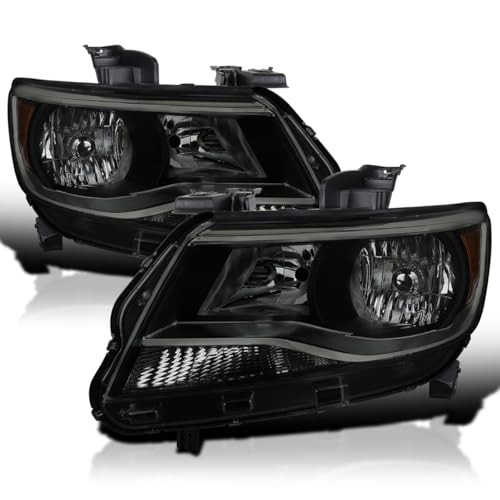 SPEC-D TUNING Black Smoke Halogen Headlights Factory Style Compatible with 2015-2022 Chevy Colorado Left + Right Pair Headlamps Assembly