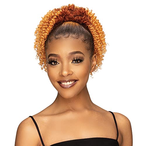 Janet Collection Remy Illusion Ponytail Extension – 10.5-Inch Coily Pony Tails Hair Extensions – Humanhair Blend – Drawstring Coily Ponytail – 82G #TOP3