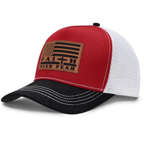 Image of Jesus Hat Christian Gifts for Men American Flag Hats Faith Over Fear Hat Fathers Day Christmas Birthday Gifts for Friend