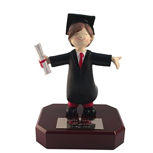Curia Grabador Figura Graduado sobre peana con Placa Personalizada